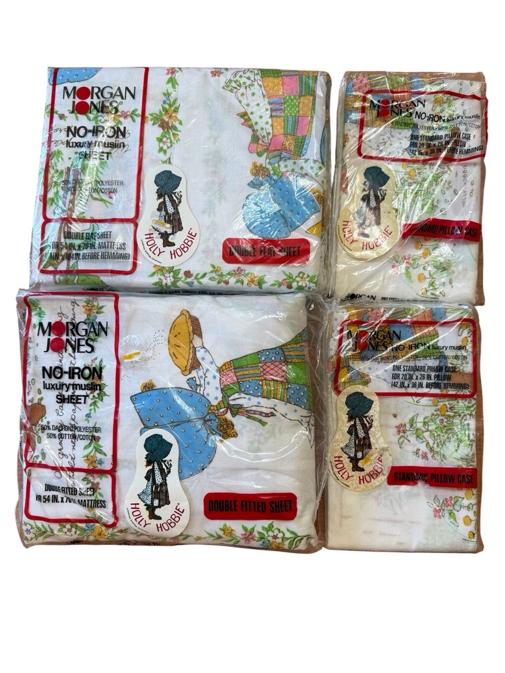 VTG Holly Hobbie Full Size 4 Piece Sheet Set In Original Package